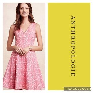 Anthropologie Maeve Claribel Applique Barbiecore Dress Womens Size US 8